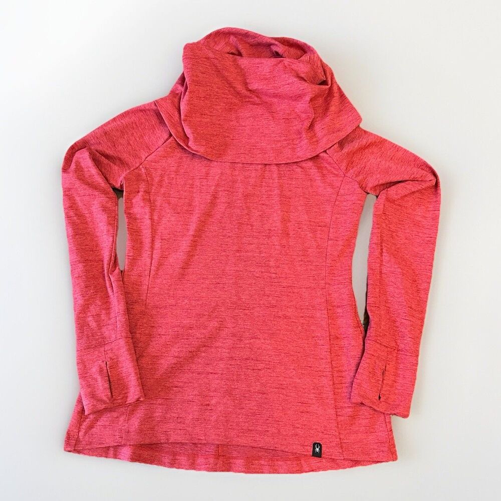 Spyder Women's Solitude Funnel Neck Sweatshirt Size Medium Hibiscus Orange